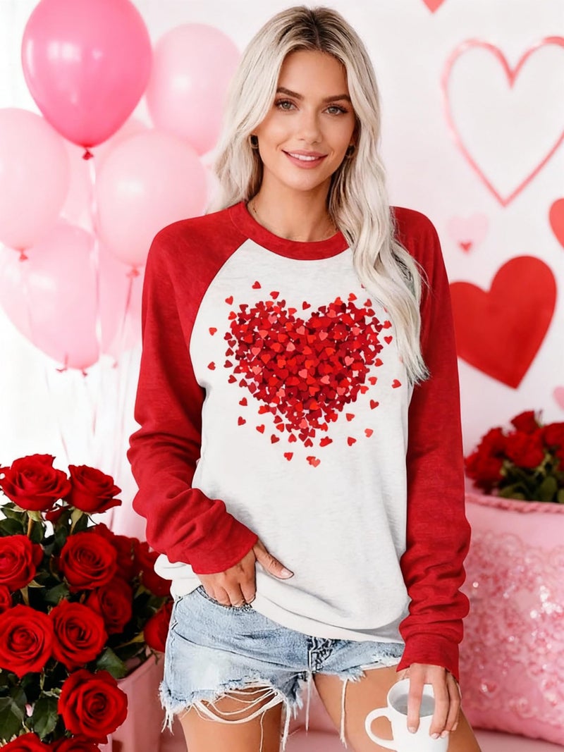 Huovud Valentines Sweatshirt Women Funny Love Heart Graphic Valentines Shirt Casual Valentines Long Sleeve Pullover Top (Red-2, XX-Large) - Image 2