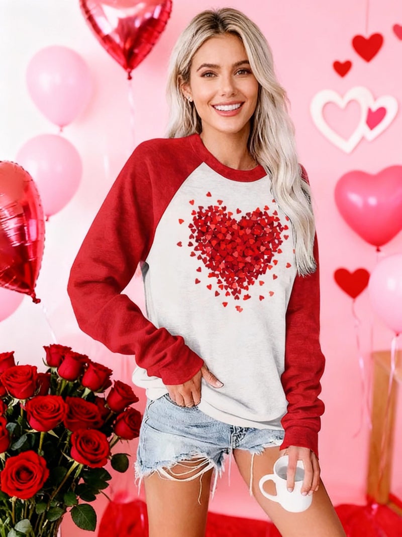 Huovud Valentines Sweatshirt Women Funny Love Heart Graphic Valentines Shirt Casual Valentines Long Sleeve Pullover Top (Red-2, XX-Large) - Image 3