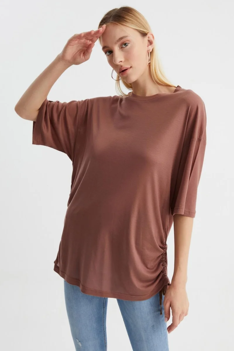 الكسندر جاردي Side Gathered T-Shirt (B22-33901)