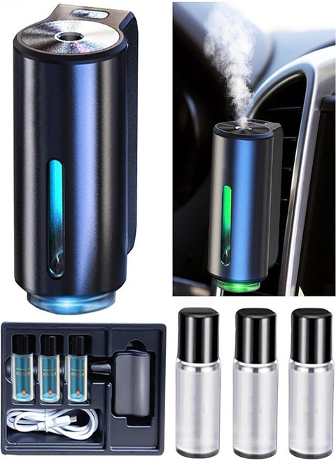 Car Air Freshener Rechargeable Car Fragrance Diffuser 3 Level Adjustable Smart Car Diffuser 3 Bottles of Cologne