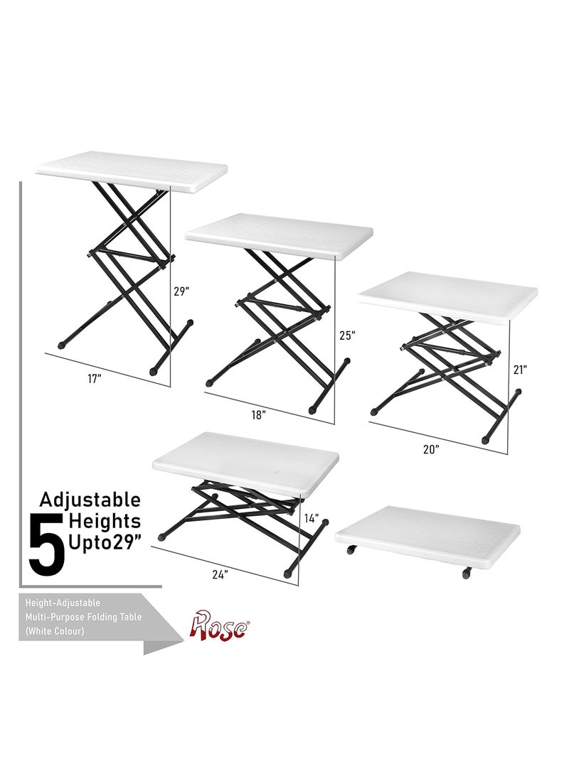 Rose Rose MultiPurpose Laptop Table Study TableAdjustable Height Portable Ideal for Work from Home Kids DIY Table White  - Image 2