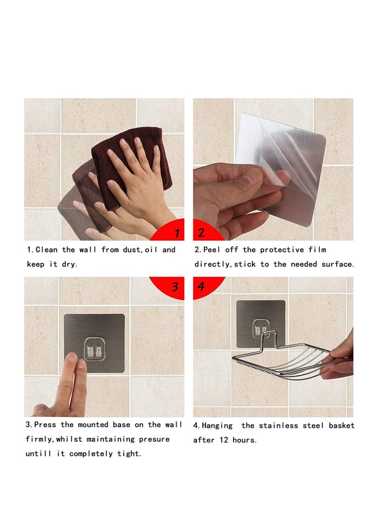 Self-Adhesive Wall-Mounted Soap Dish Holder, Keeps Soap Dry and Odor-Free, Easy to Clean with Strong Suction Cup, Space-Saving Storage Rack for Kitchen and Bathroom Shower - Image 2