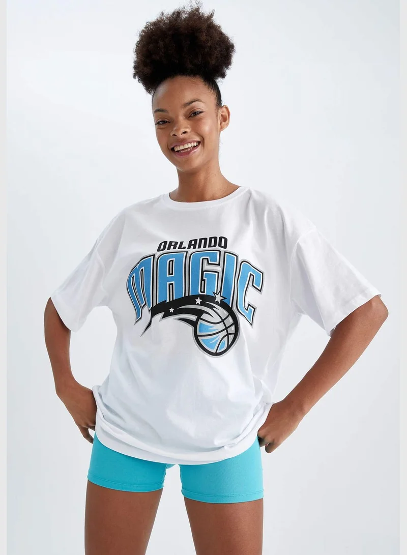 DeFacto Woman NBA Orlando Magic Licenced Oversize Fit C Neck Knitted Short Sleeve T-Shirt