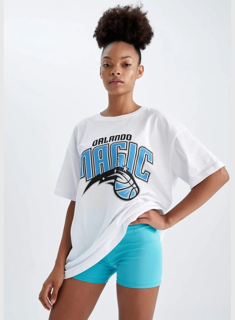 DeFacto Woman NBA Orlando Magic Licenced Oversize Fit C Neck Knitted Short Sleeve T-Shirt