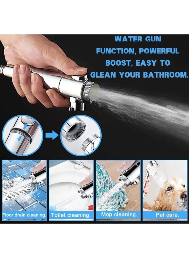 Handheld Shower Head, 3 Spray Modes High Pressure Shower Head and 2m Hose Set, Powerful Shower Heads to Increase Pressure, Water Saving Showerhead with 360° Degrees Rotating/Stop Button, Chrome - Image 5