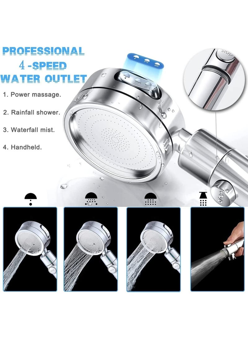 Handheld Shower Head, 3 Spray Modes High Pressure Shower Head and 2m Hose Set, Powerful Shower Heads to Increase Pressure, Water Saving Showerhead with 360° Degrees Rotating/Stop Button, Chrome - Image 3