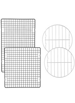 SYOSI 4 Pack Cooling Racks for Cooking and Baking Thick Wire Stainless Steel Baking Racks Nonstick Wire Grids Rack for BBQ Grilling Roasting Steaming Baking Drying Square Round Fit Various Sizes  - Image 1