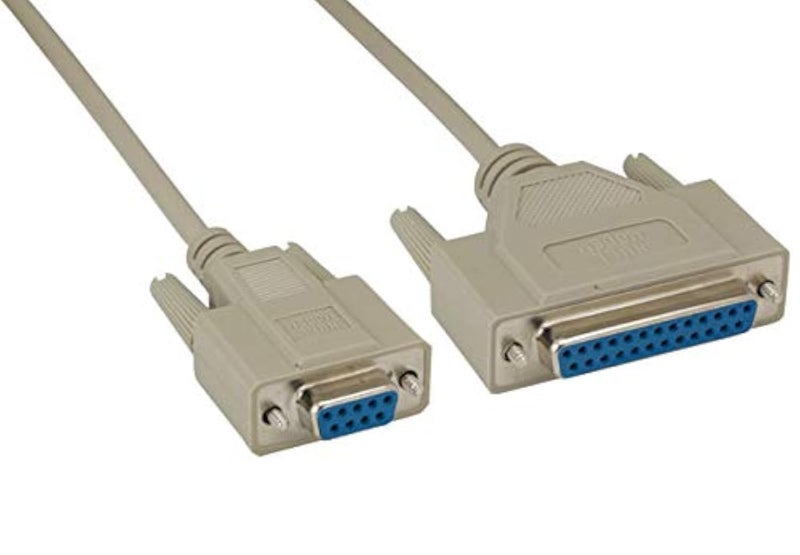 DB9 Female to DB25 Female Null Modem Cable 10 ft