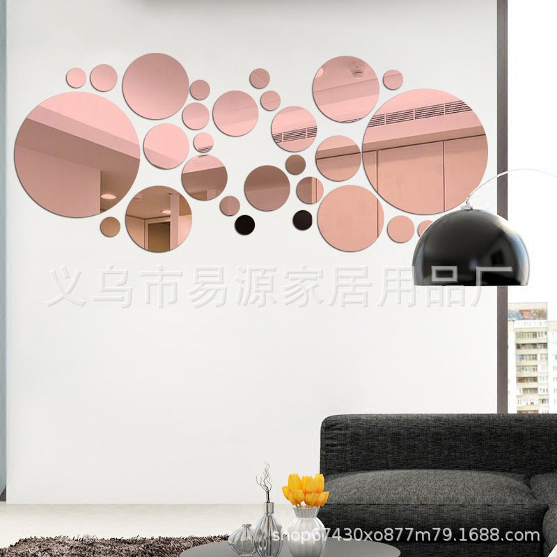 Round Circle Mirror Wall Decals Removable Acrylic Stickers - Lightweight Protective Film Design - Brown Decorative Mirror Wall Sticker for Living Room DIY Home Decor - Image 2