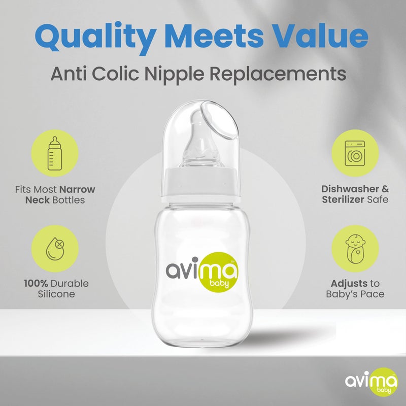 Avima Anti-Colic Baby Bottles â€“ 4 oz, Slow Flow Nipples â€“ BPA-Free, Standard Neck â€“ Stage 1 for 0â€“3 Months â€“ Set of 6 - Image 3