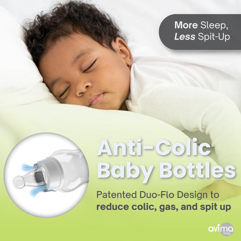Avima Anti-Colic Baby Bottles â€“ 4 oz, Slow Flow Nipples â€“ BPA-Free, Standard Neck â€“ Stage 1 for 0â€“3 Months â€“ Set of 6 - Image 4