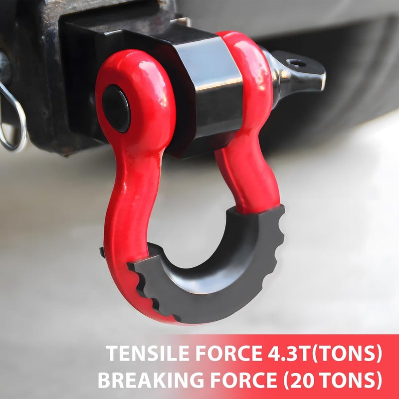 AUTDOUR 2 Pack 3/4" D Ring Shackle with 7/8" Pin 10,000 lbs Rugged Off Upgraded Heavy Duty Shackle with Pulley Towing Ring for Tow Strap Winch Off Road Jeep Truck ATV & UTV Vehicle Recovery (RED-S) - Image 3