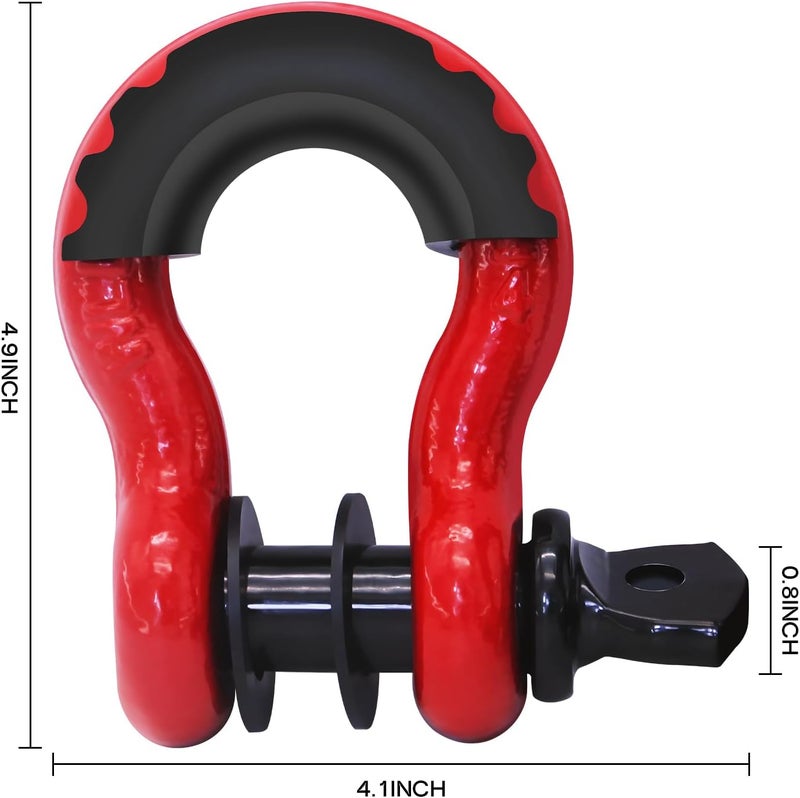 AUTDOUR 2 Pack 3/4" D Ring Shackle with 7/8" Pin 10,000 lbs Rugged Off Upgraded Heavy Duty Shackle with Pulley Towing Ring for Tow Strap Winch Off Road Jeep Truck ATV & UTV Vehicle Recovery (RED-S) - Image 4