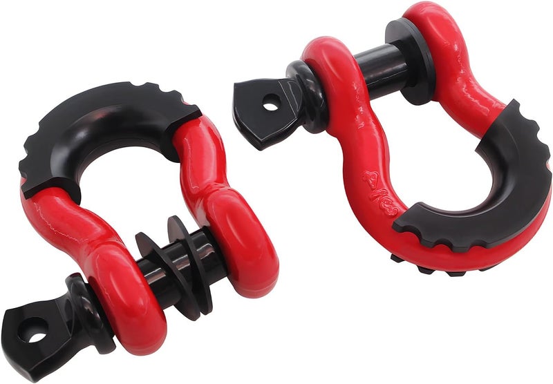 AUTDOUR 2 Pack 3/4" D Ring Shackle with 7/8" Pin 10,000 lbs Rugged Off Upgraded Heavy Duty Shackle with Pulley Towing Ring for Tow Strap Winch Off Road Jeep Truck ATV & UTV Vehicle Recovery (RED-S) - Image 1
