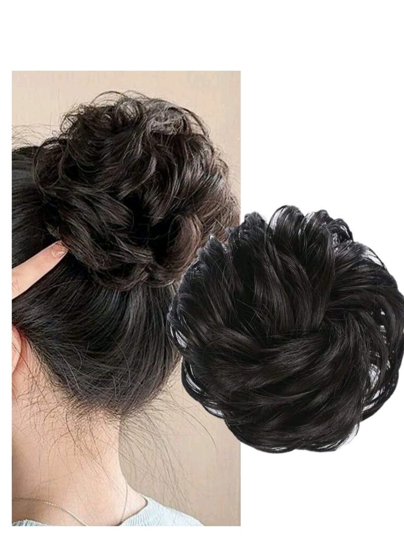 Shein - 1pc Hair Bun Extension Elastic Wave Curly Synthetic Hairpiece, Suitable For Women - Image 1