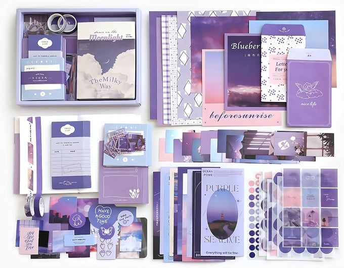 VINTAGE AESTHETIC SCRAPBOOK KIT(346PCS), SCRAPBOOKING SUPPLIES KIT WITH BULLET JUNK JOURNAL, STATIONERY, A6 GRID NOTEBOOK WITH GRAPH RULED PAGE DIY JOURNALING GIFT FOR TEEN GIRL KID WOMEN (CC)