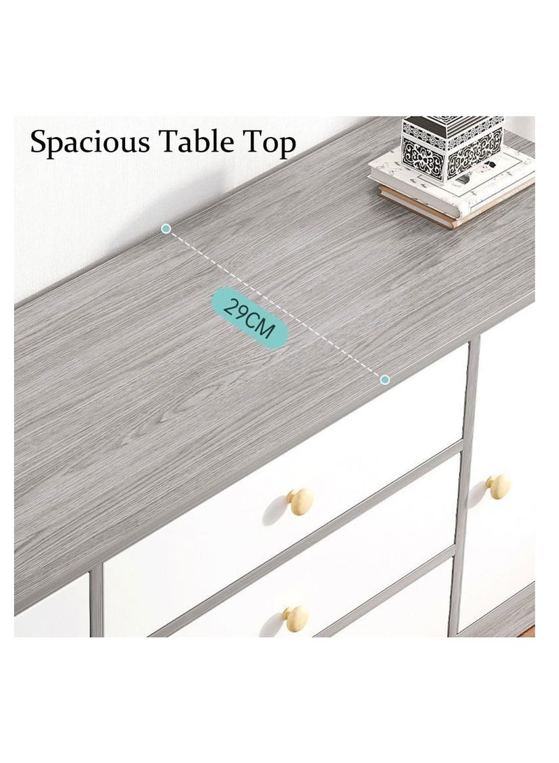 55 Inch TV Stand with Cabinets and Drawers, Morandi Grey Television Stand Table, Living Room Bedroom TV Television Desk, Entertainment Multimedia Centers, Home Office Storage Funiture (DSG017-140cm-4Doors)