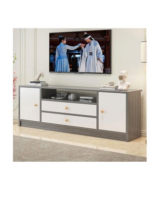 55 Inch TV Stand with Cabinets and Drawers, Morandi Grey Television Stand Table, Living Room Bedroom TV Television Desk, Entertainment Multimedia Centers, Home Office Storage Funiture (DSG017-140cm-4Doors) - pzsku/Z2C4AFA0827C492D51EADZ/45/1746192146/da379da6-450b-4b8e-aa66-a4c4fa5ba4f7