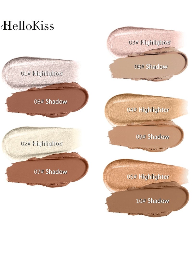 HelloKiss Shimmer Stick Makeup Highlighter Shimmer Cream Powder Lasting Glow Finish Foundation Stick Highlighter and Bronzer Pen Face Brightens and Shades Pencil Face Series Highlighter Contour Stick 01  - Image 5