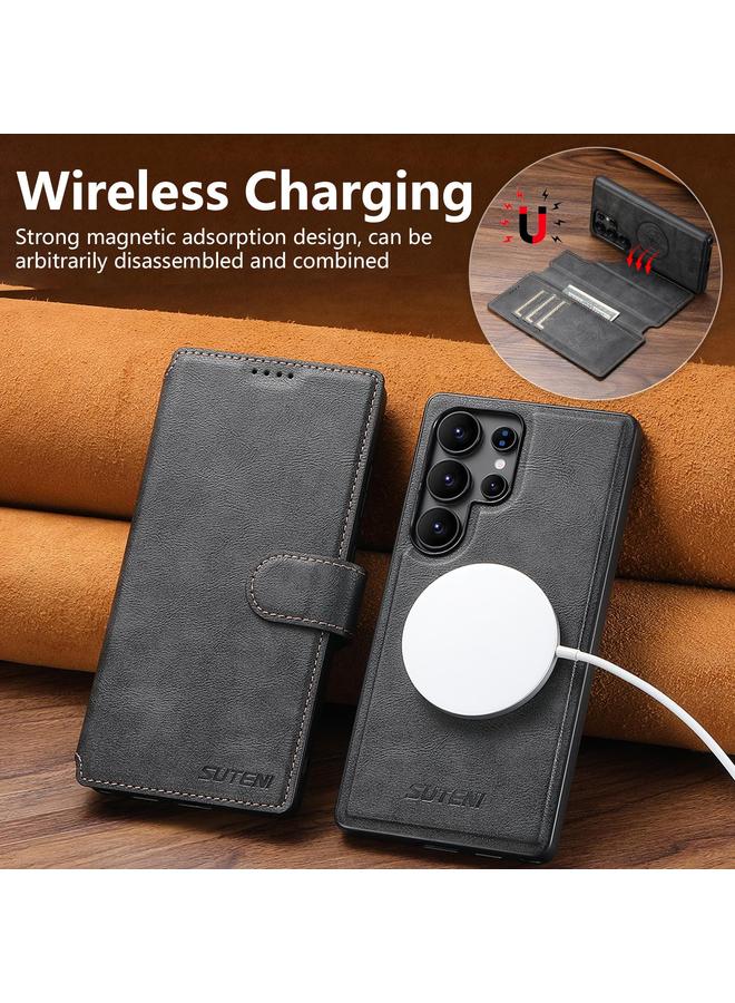 Suteni Case For Samsung Galaxy S22 Ultra 5G Q05 2-in-1 Multi-function Detachable Wallet MagSafe Phone Case - Image 5