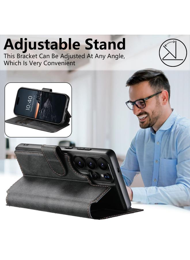 Suteni Case For Samsung Galaxy S22 Ultra 5G Q05 2-in-1 Multi-function Detachable Wallet MagSafe Phone Case - Image 4