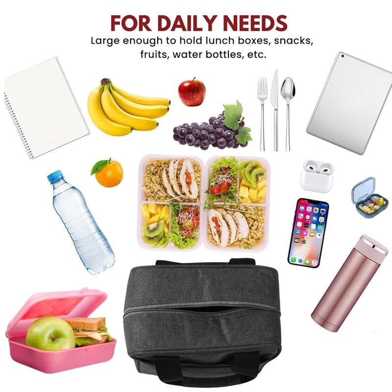 HYLOL Women and Kids Portable and Reusable Insulated Cotton Thermal Cooler Lunch/Tiffin/Storage Bag for Office Women, College, and School (Grey 01), 5 L - Image 5