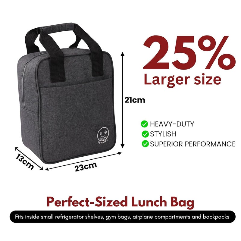 HYLOL Women and Kids Portable and Reusable Insulated Cotton Thermal Cooler Lunch/Tiffin/Storage Bag for Office Women, College, and School (Grey 01), 5 L - Image 4