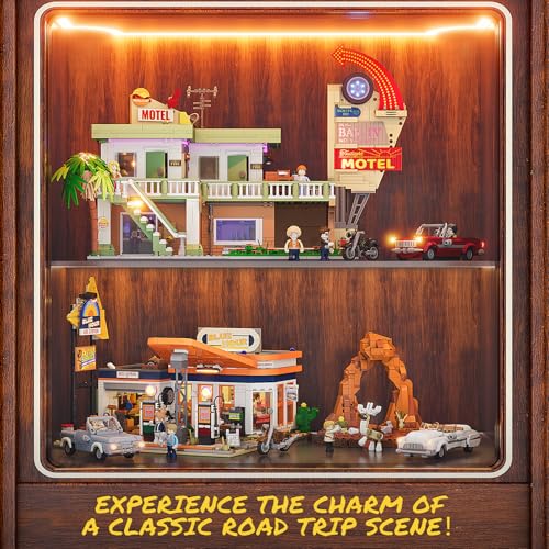 FUNWHOLE City Gas-Station Lighting-Building-Bricks Set - Road Trip Modular Car Service Station Collection LED Light Building Set 1608 Pcs for Adults, Teen and Travelling Enthusiasts - Image 5