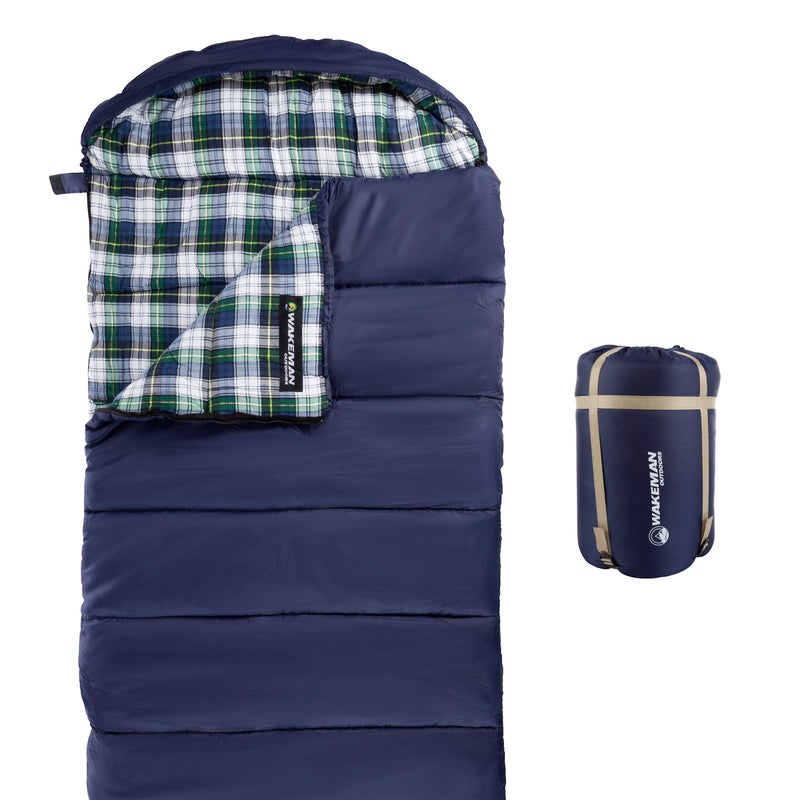 Wakeman Sleeping Bag - Lightweight Envelope-Style 32F Rated Outdoor Sleeping Bag with Hood and Carry Case for Backpacking, Camping and Hiking by Wakeman (Navy) - Image 1