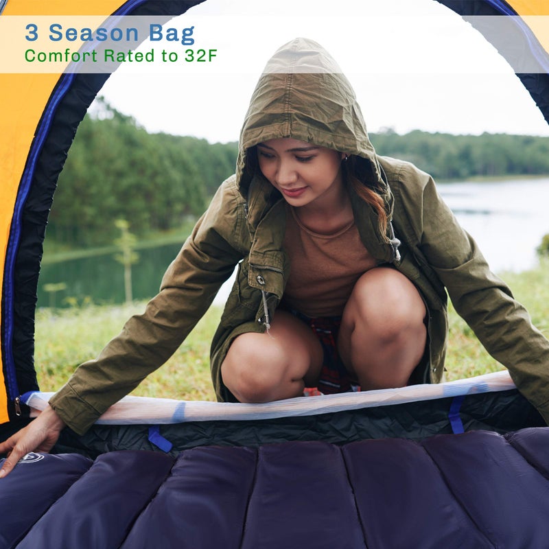 Wakeman Sleeping Bag - Lightweight Envelope-Style 32F Rated Outdoor Sleeping Bag with Hood and Carry Case for Backpacking, Camping and Hiking by Wakeman (Navy) - Image 4