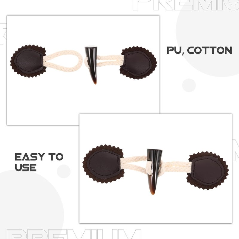 Luxshiny 6 Pairs Resin Horn Toggles Closures Sew-on Jacket Buttons for Coat Windbreaker Knitwear DIY Sewing Accessories - Image 3
