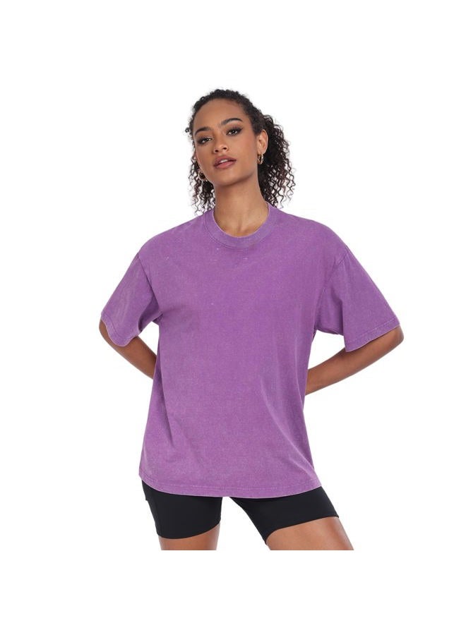 SnowElve Womens Washed Vintage Oversized T-Shirt Casual Baggy Streetwear Boyfriend Tee Workout Short Sleeve Cotton Tops(W-Purple,s) - Image 5