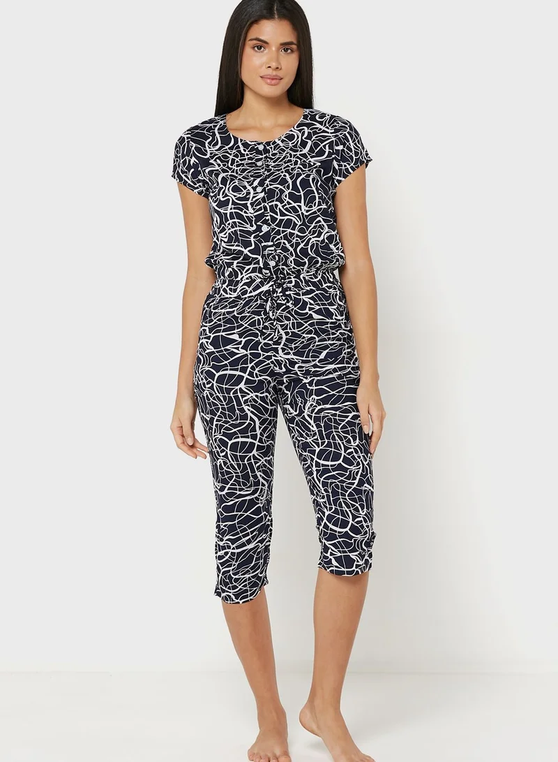 Sweet Dreams Printed Button Detail Nightdress