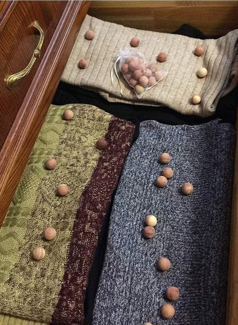 Realfrog 50 Cedar Wood Anti Moth Repellent Balls Drawer Fresheners - Image 2