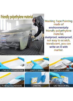 6 Rolls Plastic Painting Film, 9 X 67 Ft Pre Taped Masking Paper, Plastic Masking Film, Tape And Drape Painters Paper Rolls For Automotive Furniture Painting Covering - pzsku/Z2C4B4406435A528D58EFZ/45/_/1731922465/19071aea-c779-4c12-a1fc-36d24b927f5a