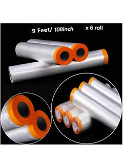 6 Rolls Plastic Painting Film, 9 X 67 Ft Pre Taped Masking Paper, Plastic Masking Film, Tape And Drape Painters Paper Rolls For Automotive Furniture Painting Covering - pzsku/Z2C4B4406435A528D58EFZ/45/_/1731922467/c17b6875-ba3a-4510-8c98-60a976739af4