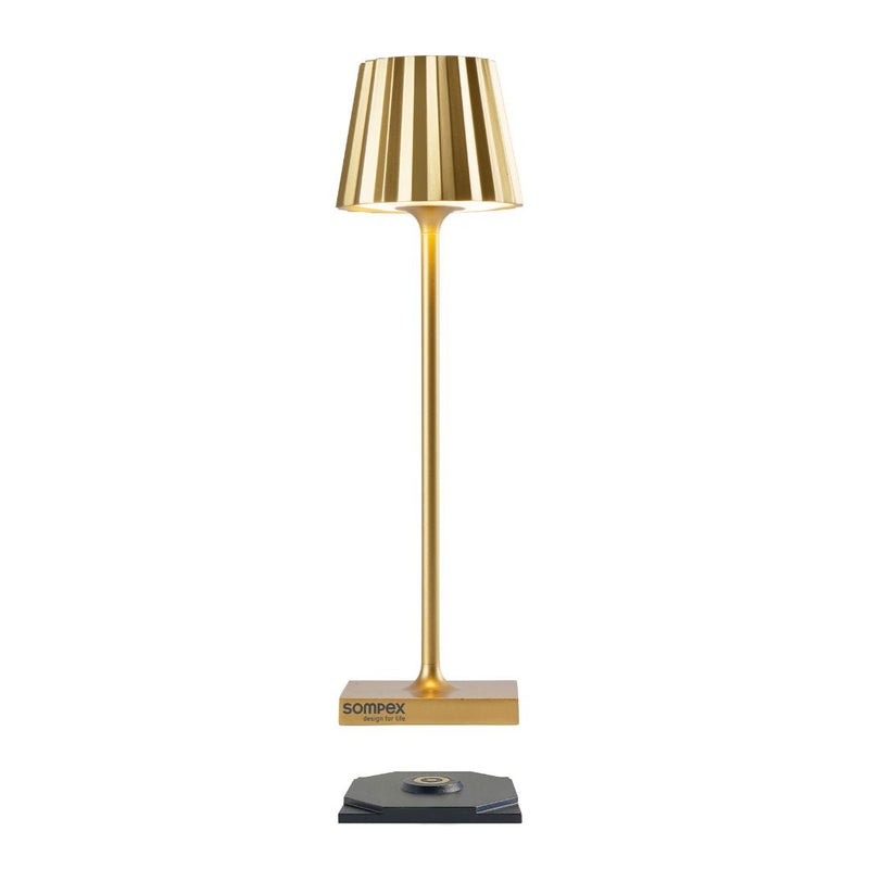 Sompex Troll Nano Table Lamp (Glossy finish) | Indoor & Outdoor | 2 light colours | Stepless touch dimmer | 1.6W LED Battery Operated | Aluminium | 54 (splash and dust proof) 10 x 21 cm - Gold - Image 2