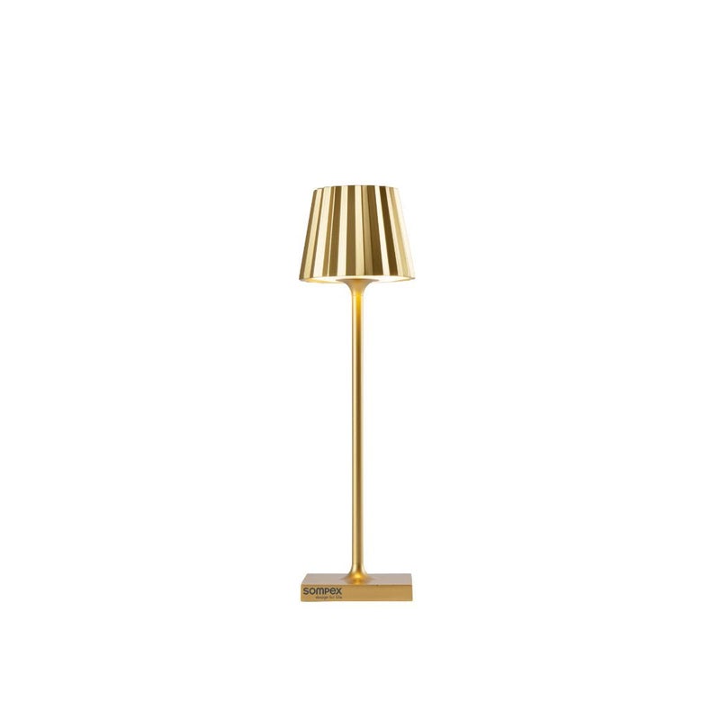 Sompex Troll Nano Table Lamp (Glossy finish) | Indoor & Outdoor | 2 light colours | Stepless touch dimmer | 1.6W LED Battery Operated | Aluminium | 54 (splash and dust proof) 10 x 21 cm - Gold - Image 1