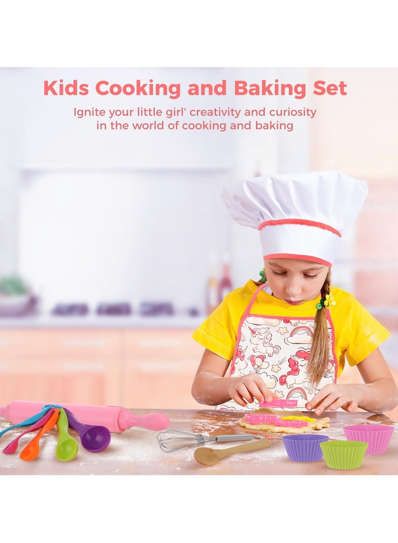 SYOSI SYOSI Cooking and Baking Set for Kids, 26 Pcs Chef Role Play Costume Set for Boys and Girls, Kitchen Utensil Cooking Set for Children with Apron/Hat/Cooking Mitt/Utensils for Toddler Ages 3+ - Image 2