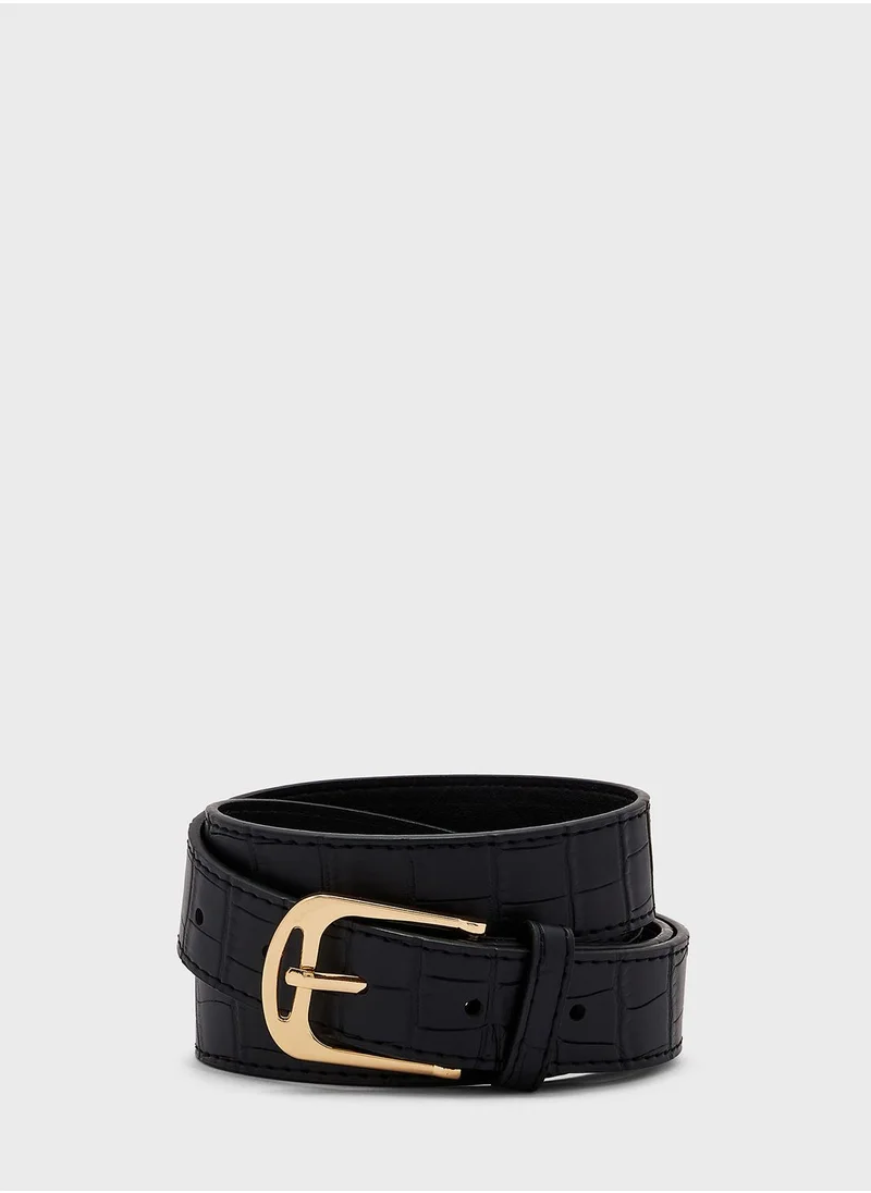 Ginger Croc Slim Belt