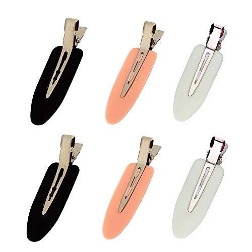 LUOTIVON 6 Pieces No Bend Hair Clips, No Crease Hair Clips for Women & Girls, Makeup Clips for Hairstyling (Black, Pink, White), Pack of 6 - Image 1
