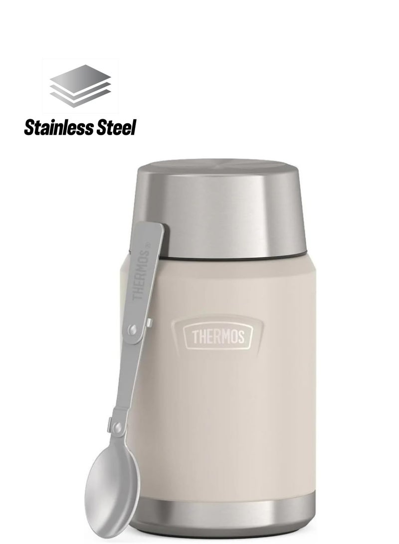 THERMOS ICON STAINLESS STEEL VACUUM INSULATED SANDSTONE JAR 710ML, IS3012SN, SOUP JAR, FOOD STORAGE CONTAINER, THERMAL FLASK FOR TRAVEL, FOOD JAR, LUNCH BOX - Image 1