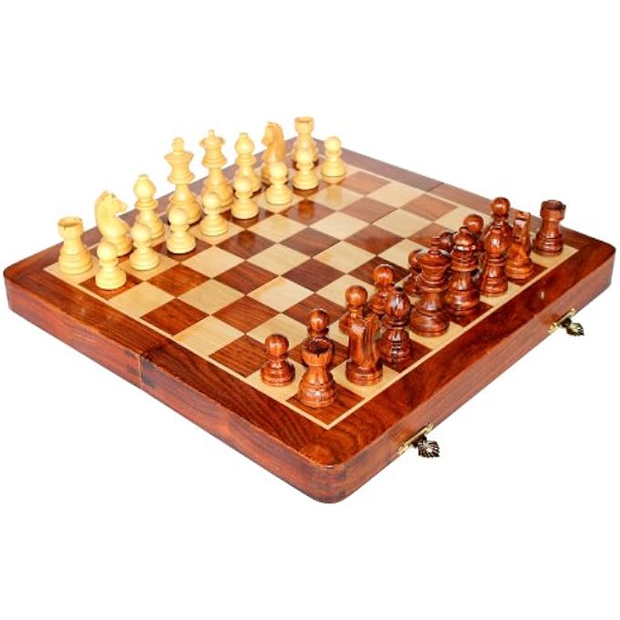 StonKraft 14 x 14 Collectible Wooden Folding Chess Game Board Set  Wooden Magnetic Crafted Pieces 2 Players Age 12 Delivery  7 Days - Image 4