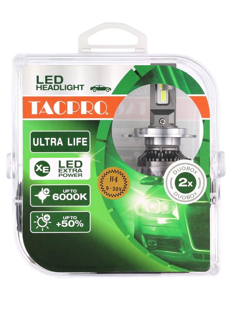 ماركة غير محددة - طقم مصابيح أمامية للسيارة LED TAC PRO H4 سطوع 50% 6000K 650 وات - Image 1