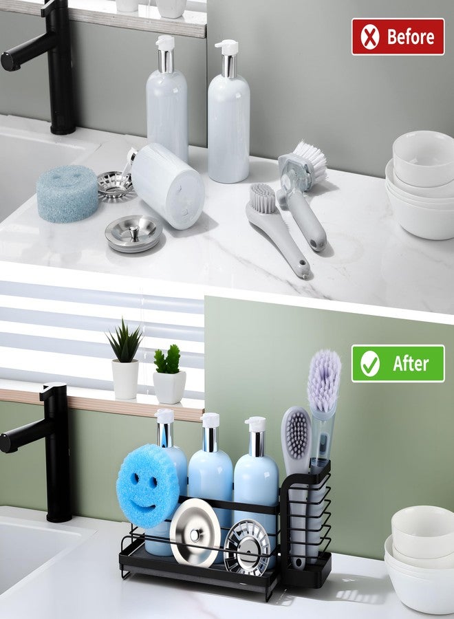 AIDILI for Scrub Daddy & Mommy Sponge Holder, Kitchen Sink Caddy for Soap Dish & Adjustable Dish Brush Holder, with Diatomite Stone Sink Tray, Instant Dry - Image 5
