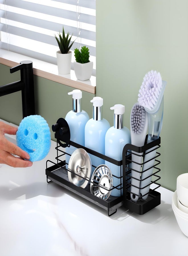 AIDILI for Scrub Daddy & Mommy Sponge Holder, Kitchen Sink Caddy for Soap Dish & Adjustable Dish Brush Holder, with Diatomite Stone Sink Tray, Instant Dry - Image 4