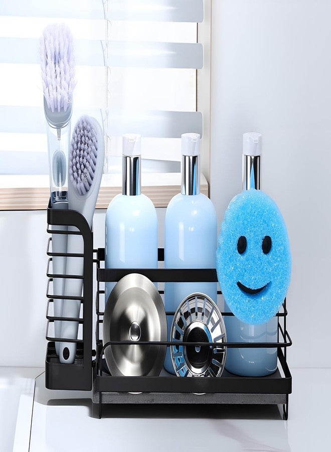 AIDILI for Scrub Daddy & Mommy Sponge Holder, Kitchen Sink Caddy for Soap Dish & Adjustable Dish Brush Holder, with Diatomite Stone Sink Tray, Instant Dry - Image 1