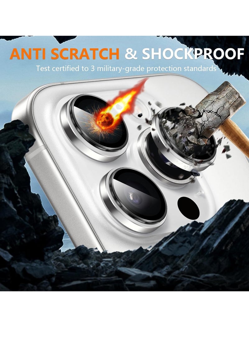 ELTRAZONE Camera Lens Protector for iPhone 16 Pro/16 Pro Max – HD Tempered Glass with Aluminum Ring (Silver) - Image 4