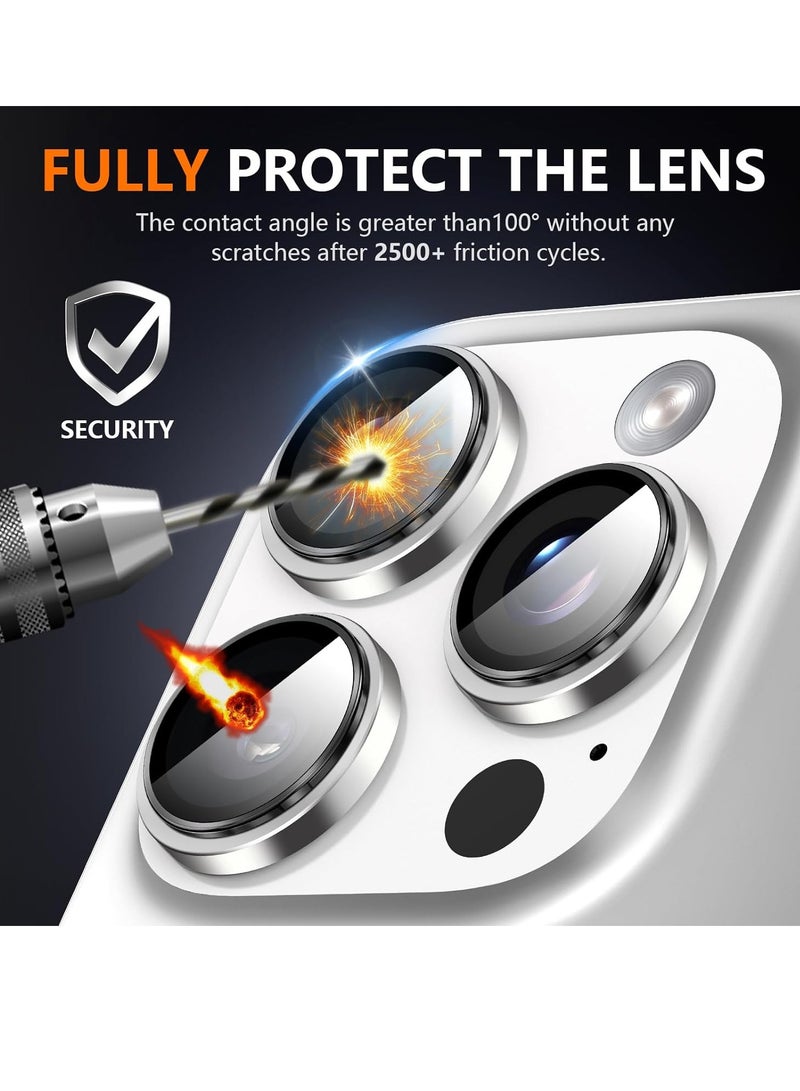 ELTRAZONE Camera Lens Protector for iPhone 16 Pro/16 Pro Max – HD Tempered Glass with Aluminum Ring (Silver) - Image 5