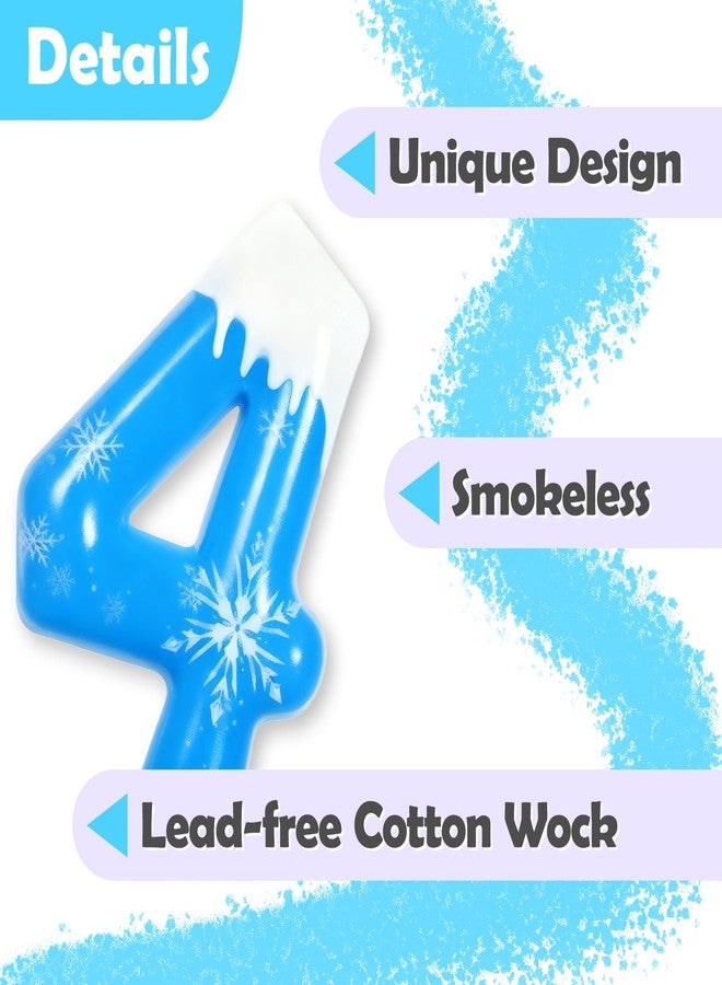 Florisland Frozen 4th Birthday Party Decorations Snowflake Number 4 Candle, Elsa Cake Topper Decorations for Girls Princess Anna Elsa Frozen Theme Party Decorations Supplies, Party Favors - Image 3